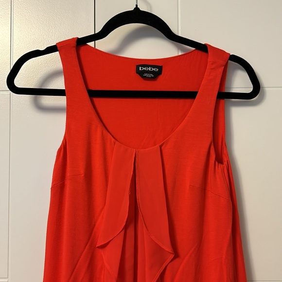 BEBE Cherry Red Waterfall Style Dress - Picture 3 of 5